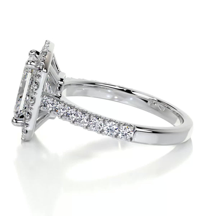 1.75ct Radiant Cut Halo Moissanite Diamond Engagement Ring