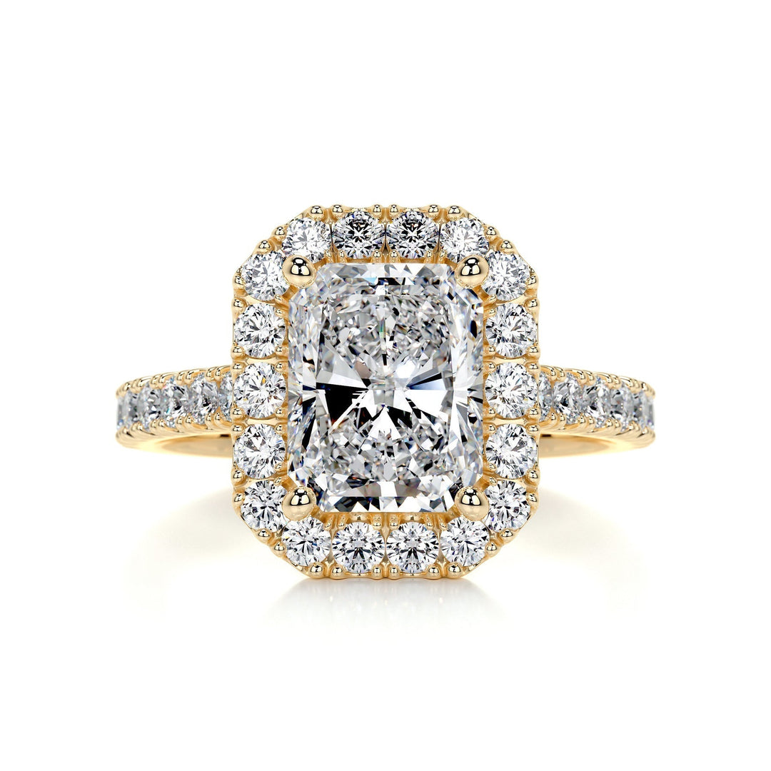 1.75ct Radiant Cut Halo Moissanite Diamond Engagement Ring