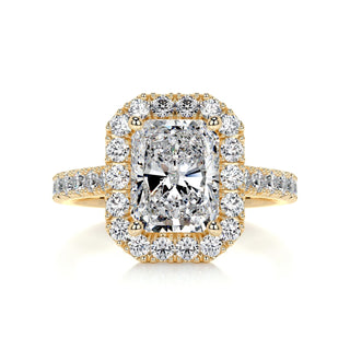 1.75ct Radiant Cut Halo Moissanite Diamond Engagement Ring