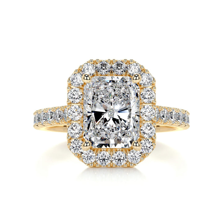1.75ct Radiant Cut Halo Moissanite Diamond Engagement Ring