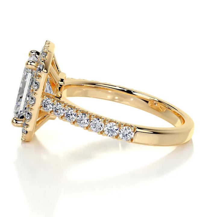 1.75ct Radiant Cut Halo Moissanite Diamond Engagement Ring