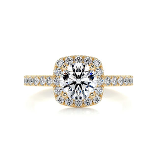 1.0ct Round Cut Halo Moissanite Diamond Engagement Ring