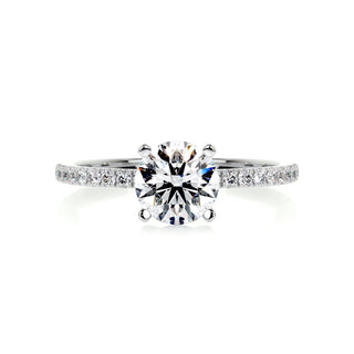 1.0 Carat Round Cut Pave Moissanite Engagement Ring