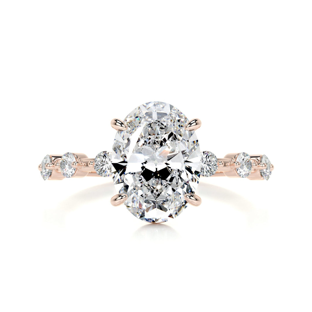 3.0ct Oval Cut Pave Moissanite Diamond Engagement Ring
