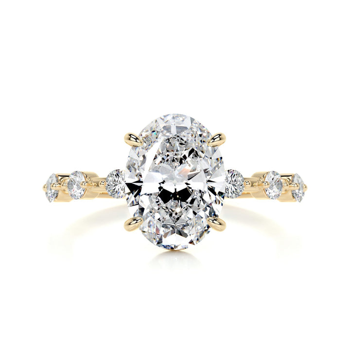 3.0ct Oval Cut Pave Moissanite Diamond Engagement Ring