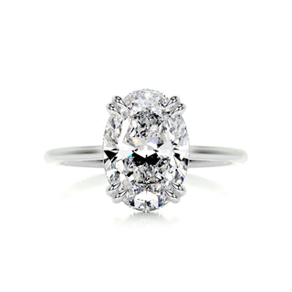 3.0ct Oval Cut Hidden Halo Moissanite Diamond Engagement Ring