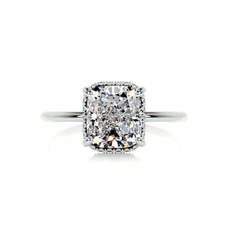 3.0ct Cushion Cut Hidden Halo Solitaire Moissanite Diamond Engagement Ring