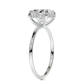 3.0ct Cushion Cut Hidden Halo Solitaire Moissanite Diamond Engagement Ring