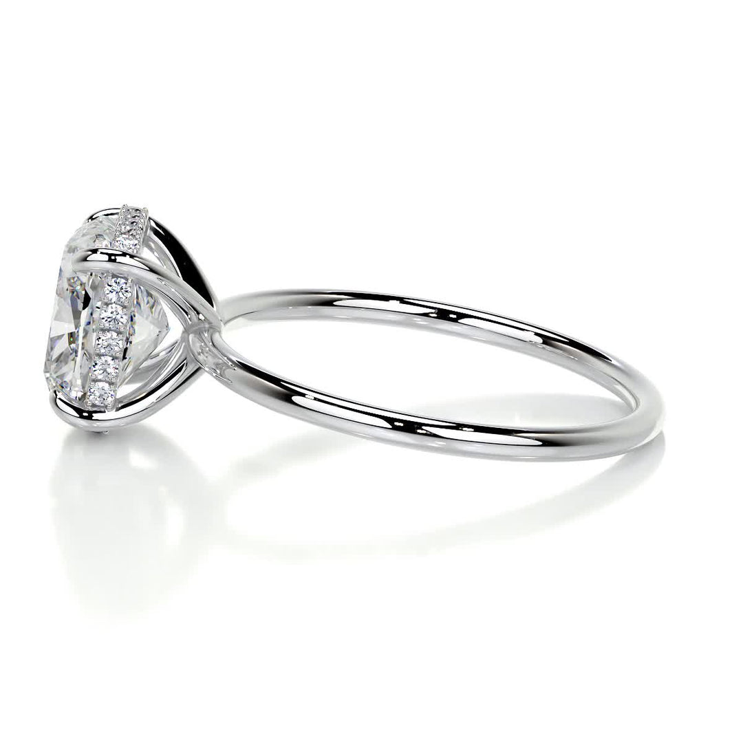 3.0ct Cushion Cut Hidden Halo Solitaire Moissanite Diamond Engagement Ring