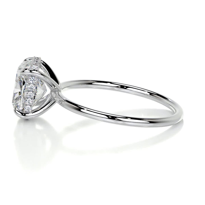 3.0ct Cushion Cut Hidden Halo Solitaire Moissanite Diamond Engagement Ring