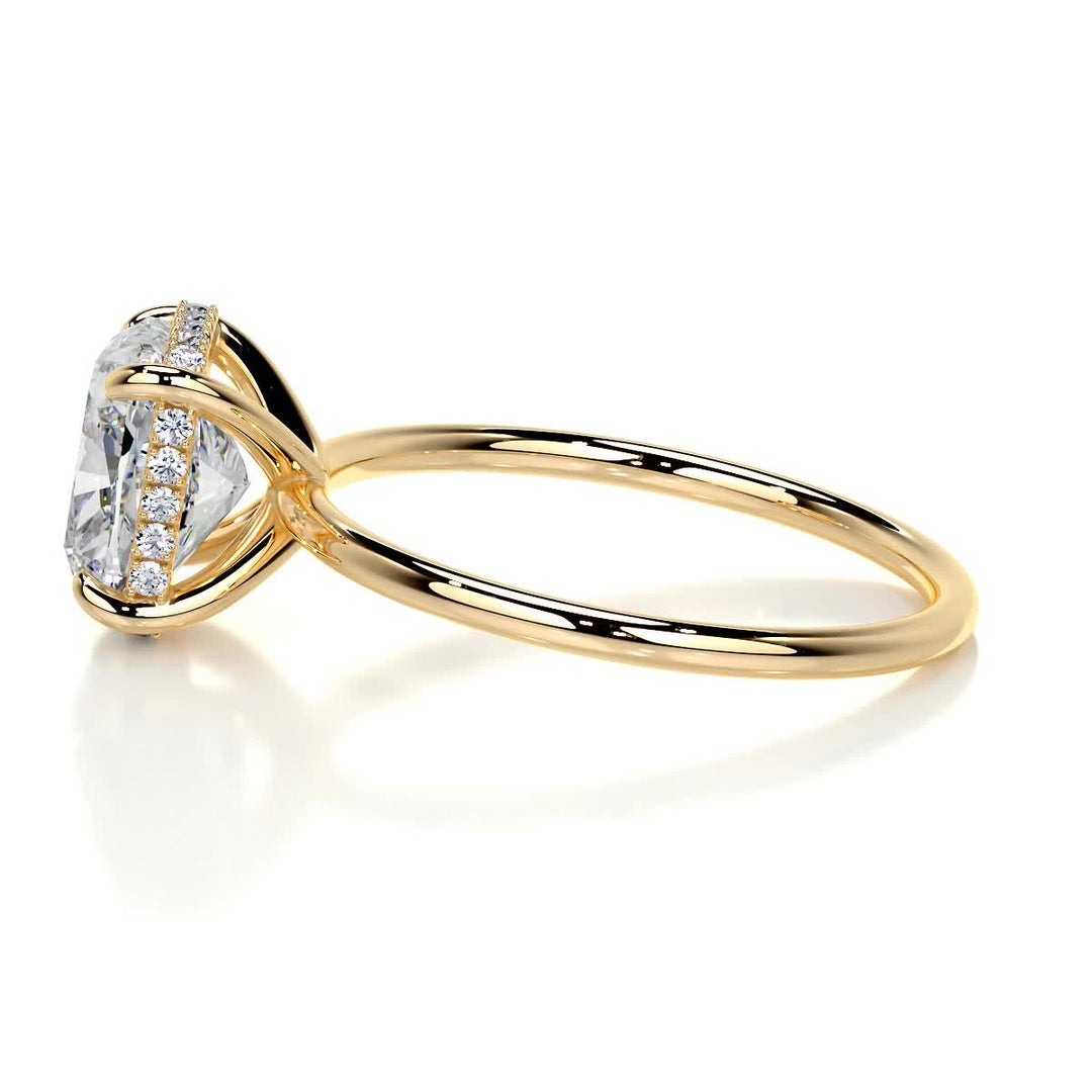 3.0ct Cushion Cut Hidden Halo Moissanite Diamond Engagement Ring