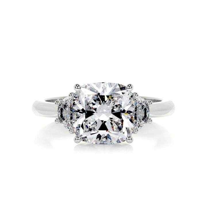 2.5ct Cushion Cut Three Stone Moissanite Diamond Engagement Ring