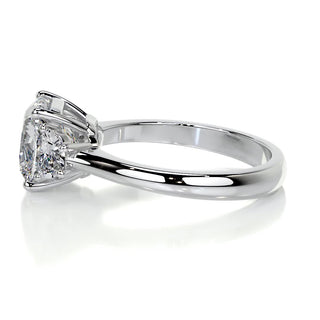 2.5ct Cushion Cut Three Stone Moissanite Diamond Engagement Ring