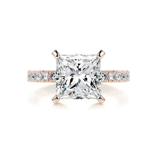 3.5ctw Princess Cut Pave Moissanite Diamond Engagement Ring