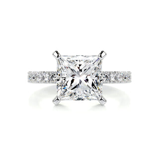 3.5ctw Princess Cut Pave Moissanite Diamond Engagement Ring