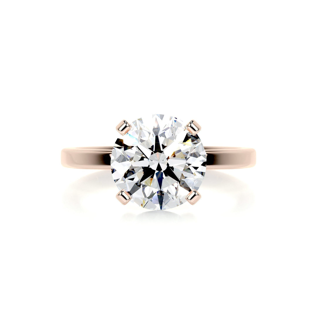 3.0ct Round Cut Solitaire Moissanite Diamond Engagement Ring
