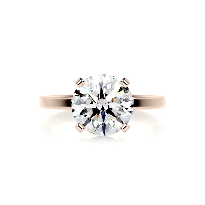 3.0ct Round Cut Solitaire Moissanite Diamond Engagement Ring