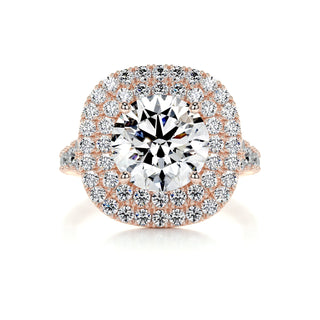 2.0ct Round Cut Double Halo Split Shank Moissanite Diamond Engagement Ring