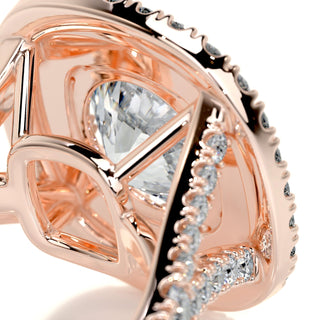 2.0ct Round Cut Double Halo Split Shank Moissanite Diamond Engagement Ring