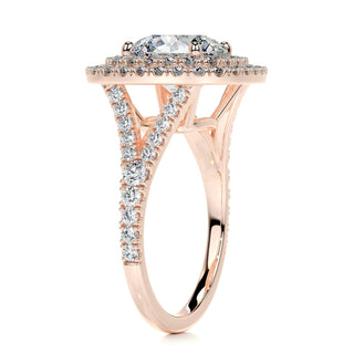 2.0ct Round Cut Double Halo Split Shank Moissanite Diamond Engagement Ring