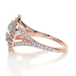 2.0ct Round Cut Double Halo Split Shank Moissanite Diamond Engagement Ring