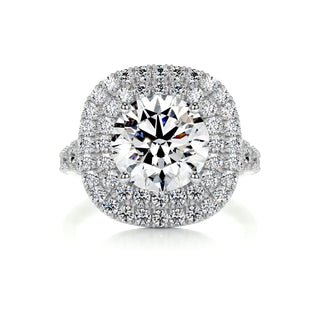 2.0ct Round Cut Double Halo Split Shank Moissanite Diamond Engagement Ring