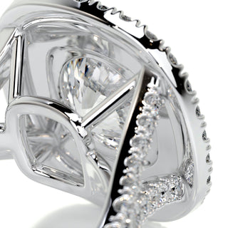 2.0ct Round Cut Double Halo Split Shank Moissanite Diamond Engagement Ring