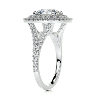 2.0ct Round Cut Double Halo Split Shank Moissanite Diamond Engagement Ring
