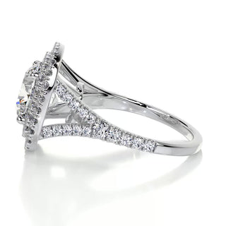 2.0ct Round Cut Double Halo Split Shank Moissanite Diamond Engagement Ring