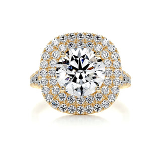 2.0ct Round Cut Double Halo Split Shank Moissanite Diamond Engagement Ring