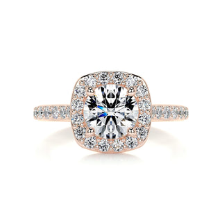 1.5ct Round Cut Halo Pave Moissanite Diamond Engagement Ring