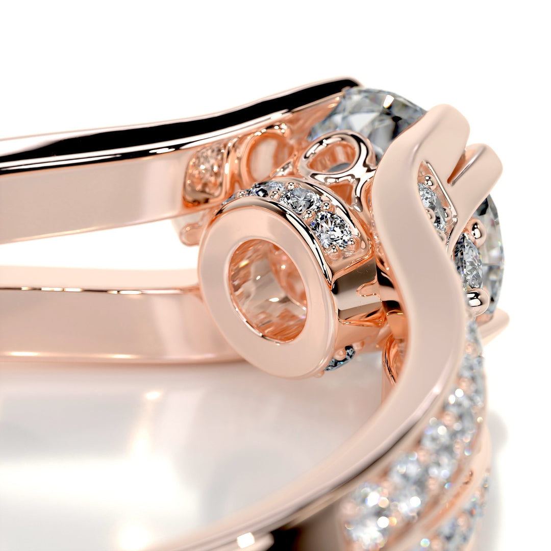 1.0 Carat Round Cut Split Shank Moissanite Engagement Ring