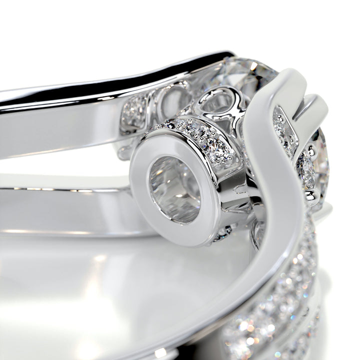 1.0 Carat Round Cut Split Shank Moissanite Engagement Ring