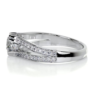 1.0ct Round Cut Split Shank Moissanite Diamond Engagement Ring