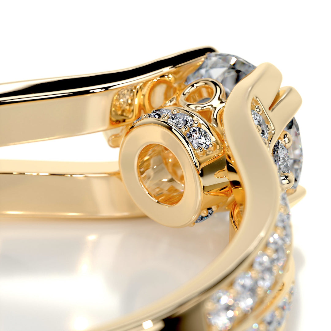 1.0 Carat Round Cut Split Shank Moissanite Engagement Ring