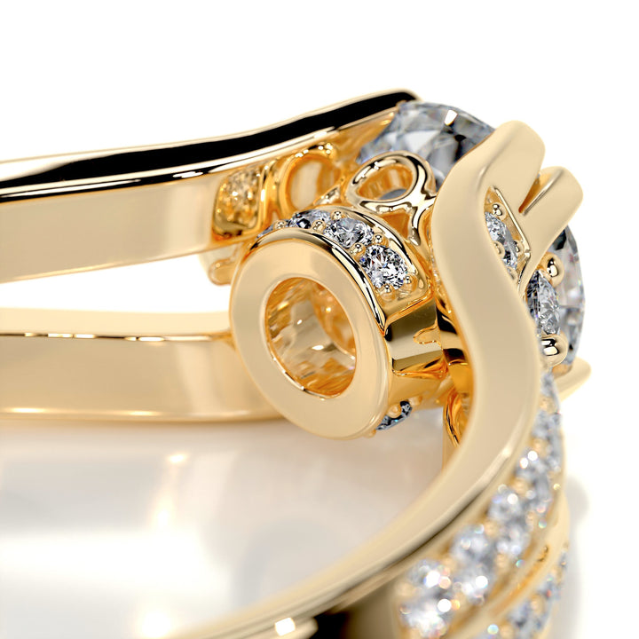 1.0 Carat Round Cut Split Shank Moissanite Engagement Ring