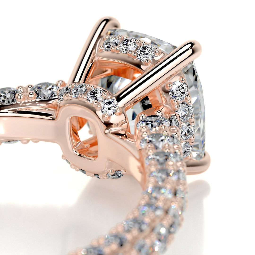 2.0ct Cushion Cut 3 Side Pave Moissanite Diamond Engagement Ring