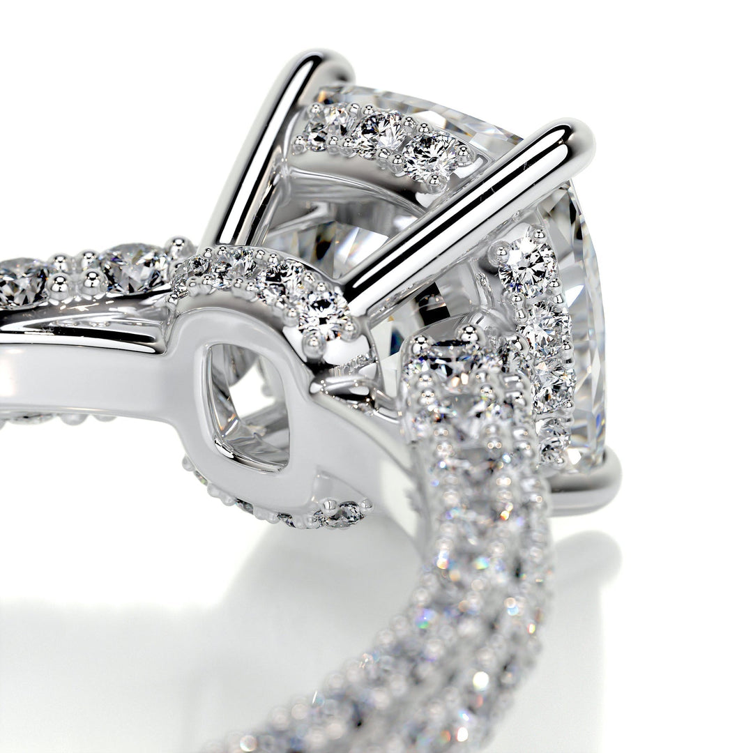 2.0ct Cushion Cut 3 Side Pave Moissanite Diamond Engagement Ring