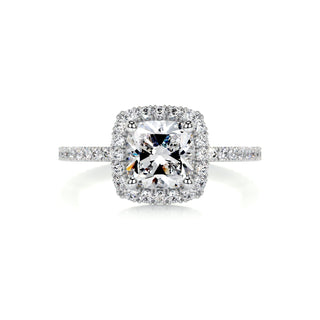 1.0ct Cushion Cut Halo Moissanite Diamond Engagement Ring