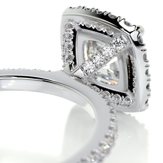 1.0ct Cushion Cut Halo Moissanite Diamond Engagement Ring