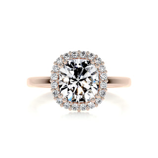 2.0ct Cushion Cut Halo Solitaire Moissanite Diamond Engagement Ring