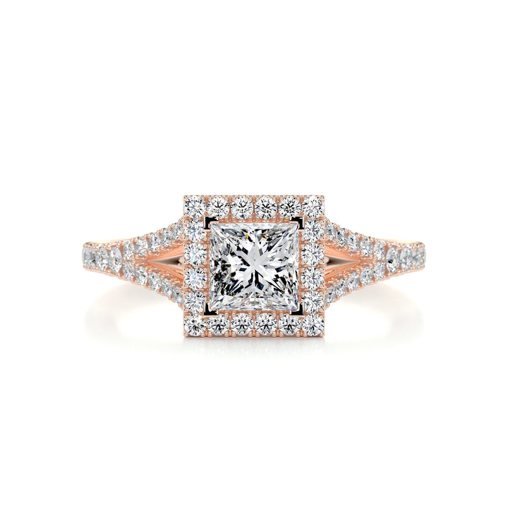1.0 Carat Princess Halo Split Shank Moissanite Engagement Ring