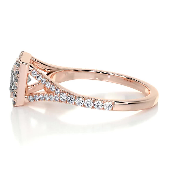 1.0 Carat Princess Halo Split Shank Moissanite Engagement Ring