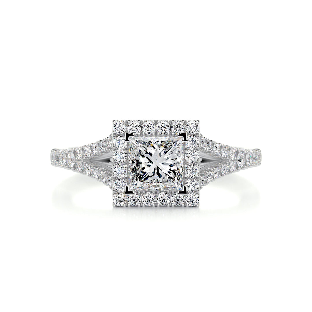1.0 Carat Princess Halo Split Shank Moissanite Engagement Ring