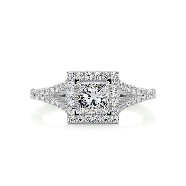 1.0 Carat Princess Halo Split Shank Moissanite Engagement Ring