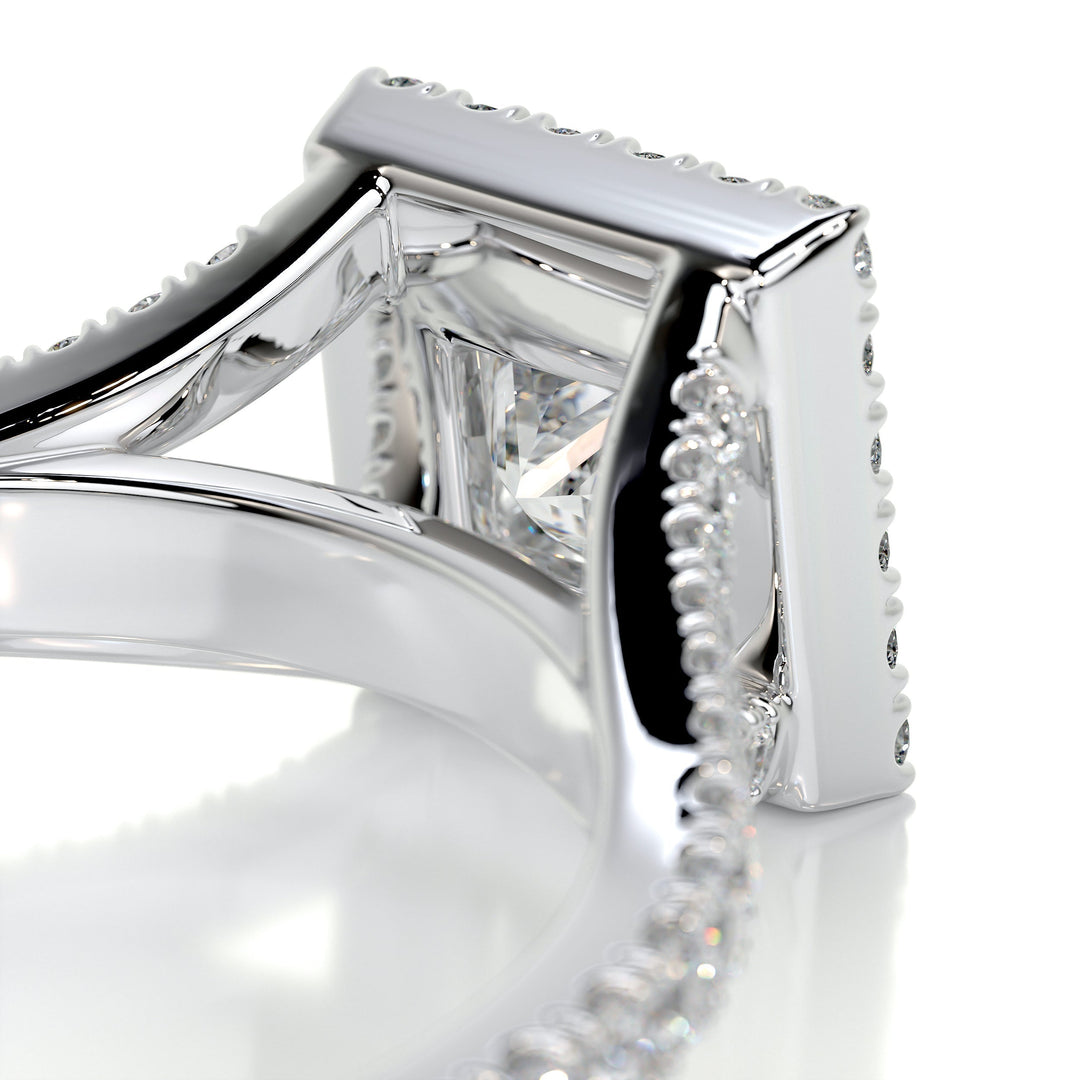 1.0 Carat Princess Halo Split Shank Moissanite Engagement Ring