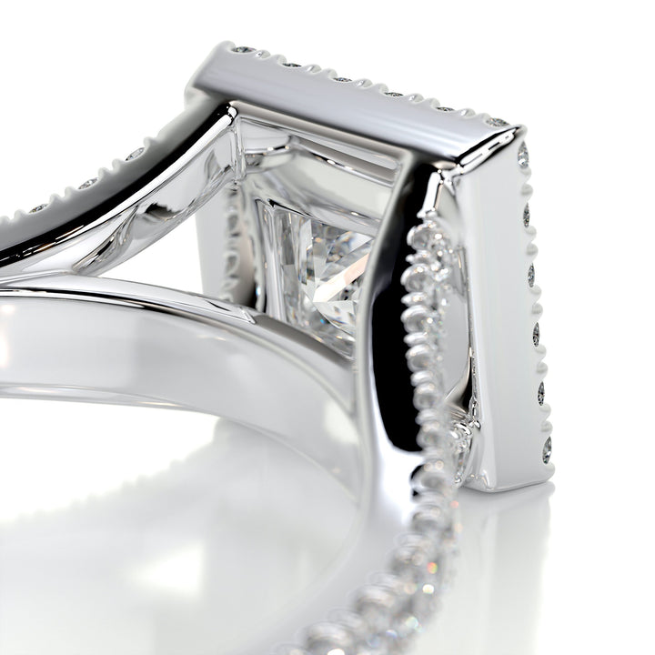 1.0 Carat Princess Halo Split Shank Moissanite Engagement Ring