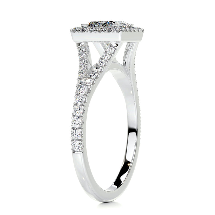 1.0 Carat Princess Halo Split Shank Moissanite Engagement Ring