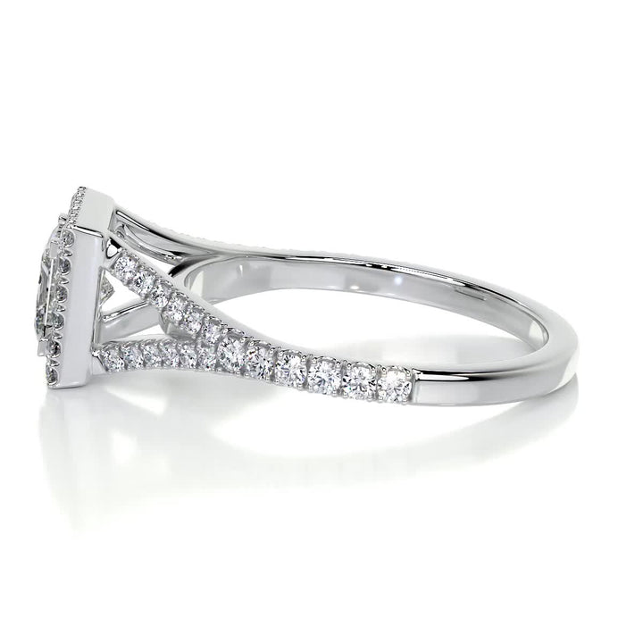 1.0 Carat Princess Halo Split Shank Moissanite Engagement Ring