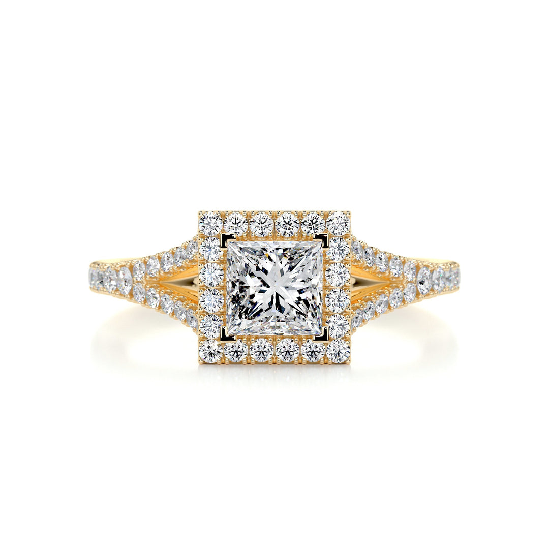1.0 Carat Princess Halo Split Shank Moissanite Engagement Ring